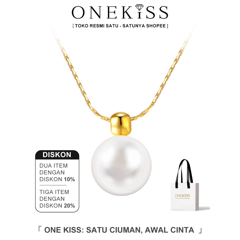 Onekiss - Kalung Titanium Wanita Gantung Mutia Adjustable mutia emas - Cahaya Elegant - XL-36