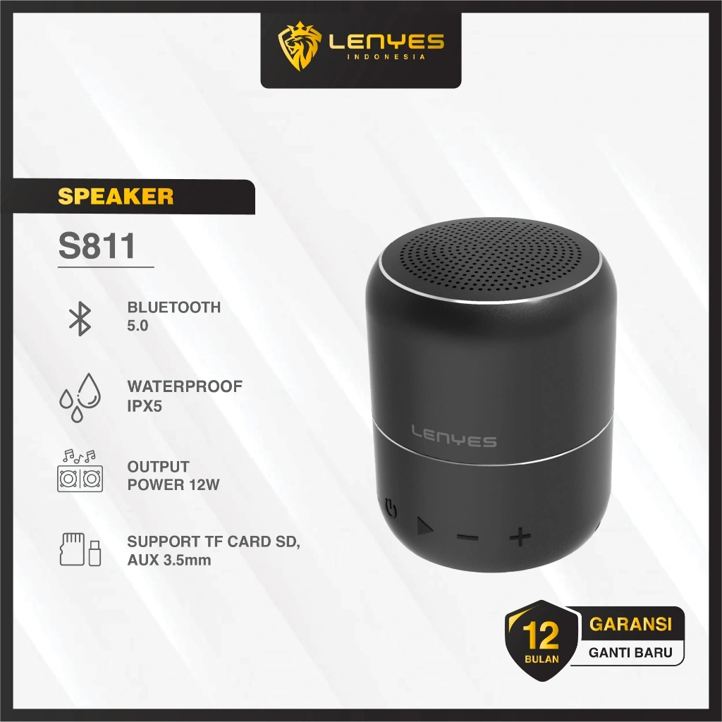 LENYES S811 12W Mini Wireless Speaker Bluetooth 5.0 Portable Waterproof IPX5 Lampu LED TWS
