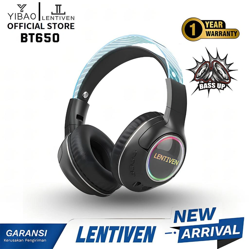 YIBAO Lentiven Headphone Bluetooth Wireless Noise Cancelling with Microphone Headset Earphone Garansi 1 Tahun BT650
