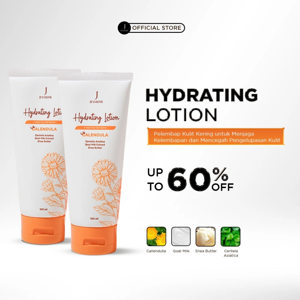 Jevarine Hydrating Lotion With Calendula 2PCS - Pelembap Kulit Kering untuk Menjaga Kelembapan dan Mencegah Pengelupasan Kulit Sensitif