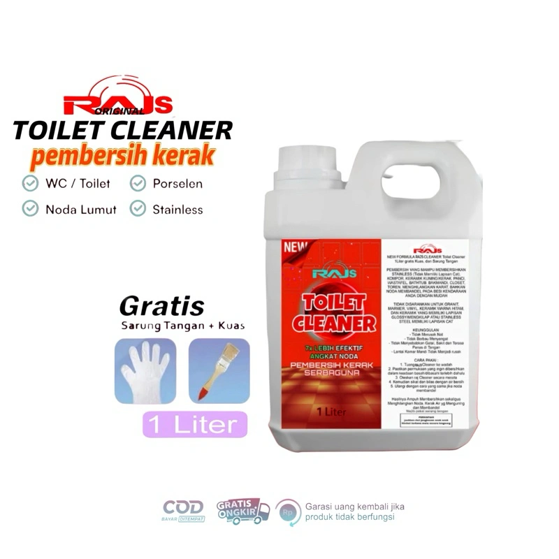 Pembersih kerak kamar mandi Rajs toilet cleaner / kloset kamar mandi/toilet /Bowl/Kloset/alat dapur 1 Liter ampuh membersihkan Noda