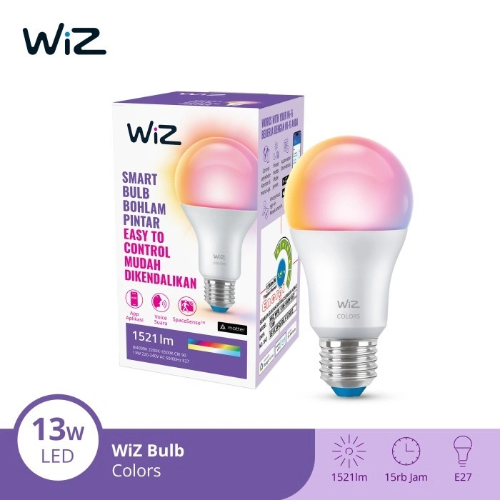 WiZ Lampu Smart LED 13W WiFi Smart Bulb RGB Warna - Lampu Tidur Anak