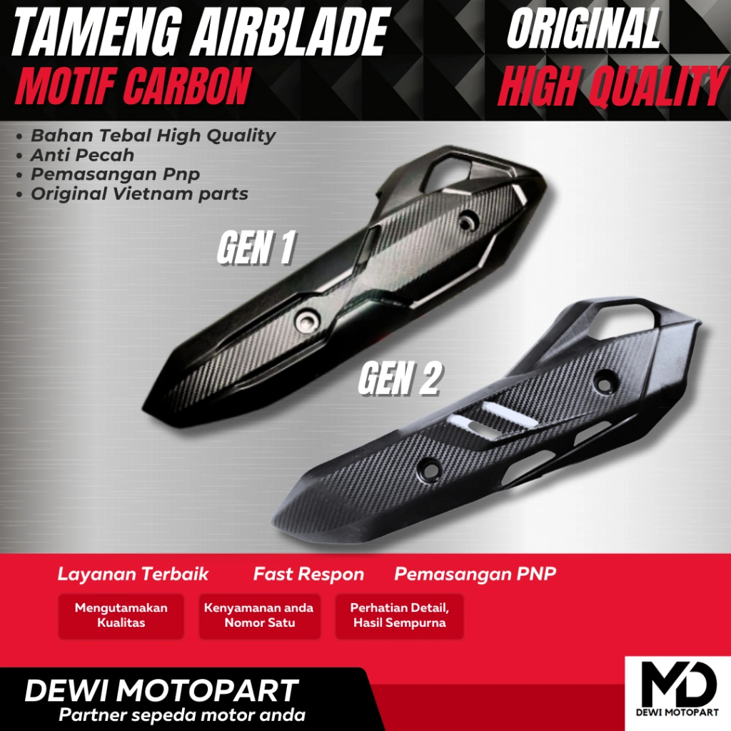 TAMENG KNALPOT AIRBLADE NEW GEN 2 CARBON VIETNAM PARTS HONDA VARIO 125 150 DEWI