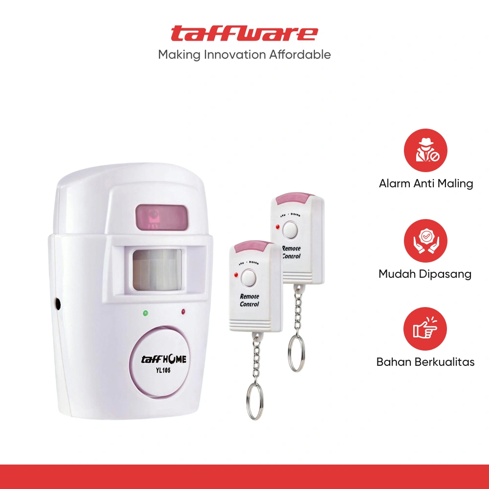 TaffHOME Alarm Anti Maling Sensor Gerak Infrared PIR 105dB 2 Remot - YL105