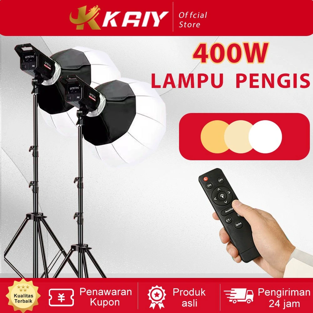 KAIY LED/COB Softbox Lighting With Grid Photography Livestreaming Lampu Packet with Video Light +1.6M/2.1M/2.8M Tripod