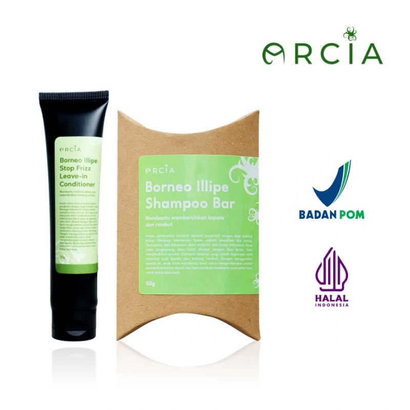 Paket Hemat Arcia Borneo Illipe Stop Frizz Leave in Conditioner dan Borneo Illipe Shampoo Bar