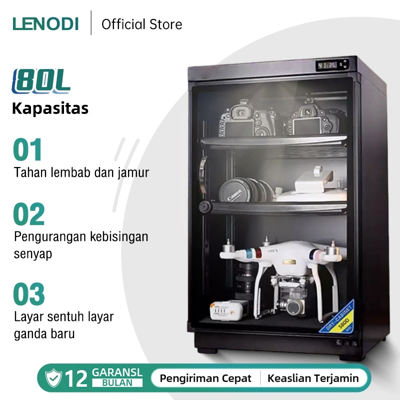 LENODI Dry Cabinet , Lemari Pengering, Dry Box Kamera 30l, Lampu Led, Kunci Kata Sandi, Tampilan Digital, Peralatan Fotografi, Lensa, Dehumidifikasi, Lemari Tahan Lembab, Penyerapan Air