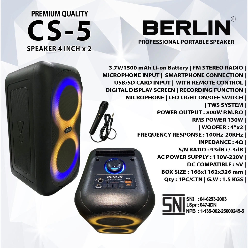 Speaker Portable Professional BERLIN 238 / CS 5 4inc x 2