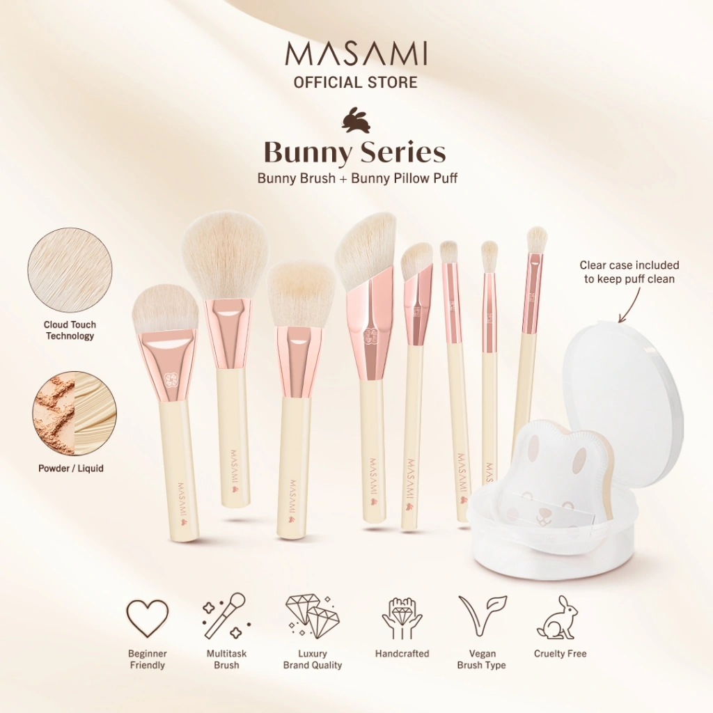 Masami Bunny Series Bunny Brush Makeup / Kuas Make Up (Promo) / Kuas Eyeshadow / Powder Brush / Kuas Rias Lembut / Kuas Set Makeup / Kuas Make Up MUA Approved