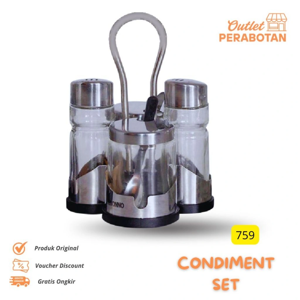 CONDIMENT SET ISI 4 PCS / TEMPAT BUMBU SET - 759