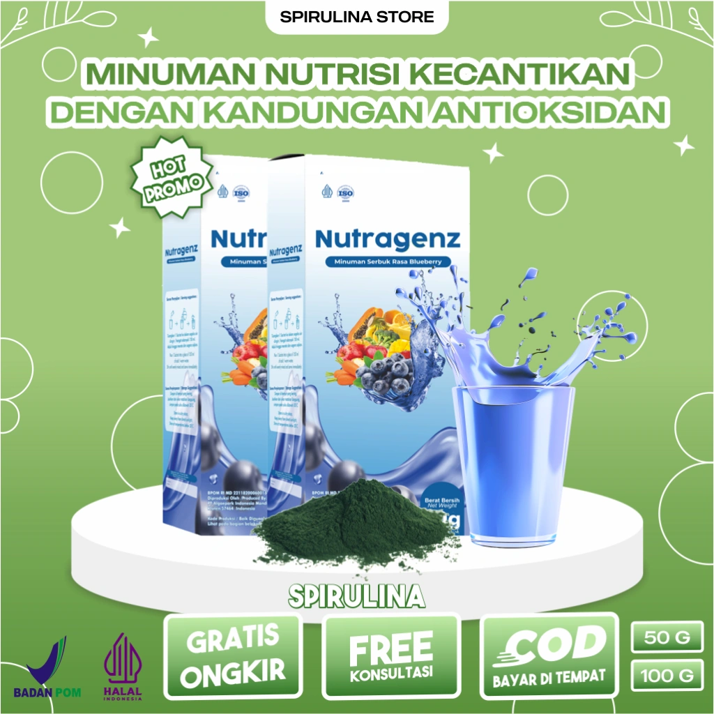 Minuman Kecantikan Kolagen Untuk Mencerahkan Kulit Nutragenz Dengan Blue Spirulina Paket Hemat 2 Box