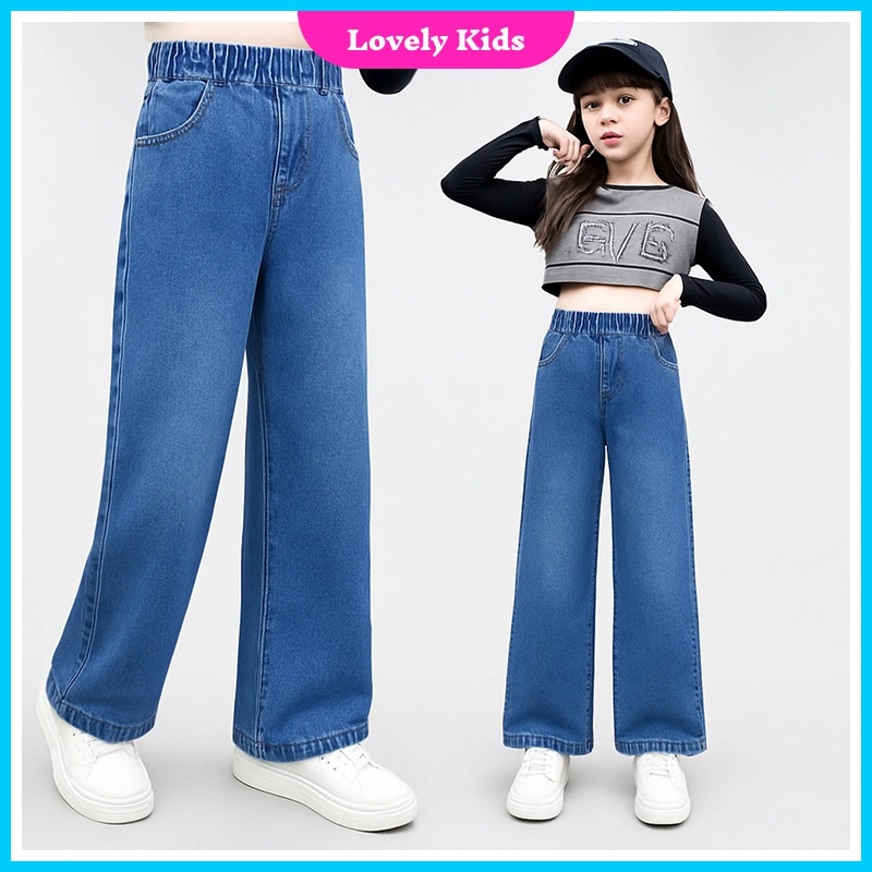 Celana Jeans Anak Perempuan Model Wide Leg – Celana Denim High Waist Anak Remaja Cewek 6-15 Tahun