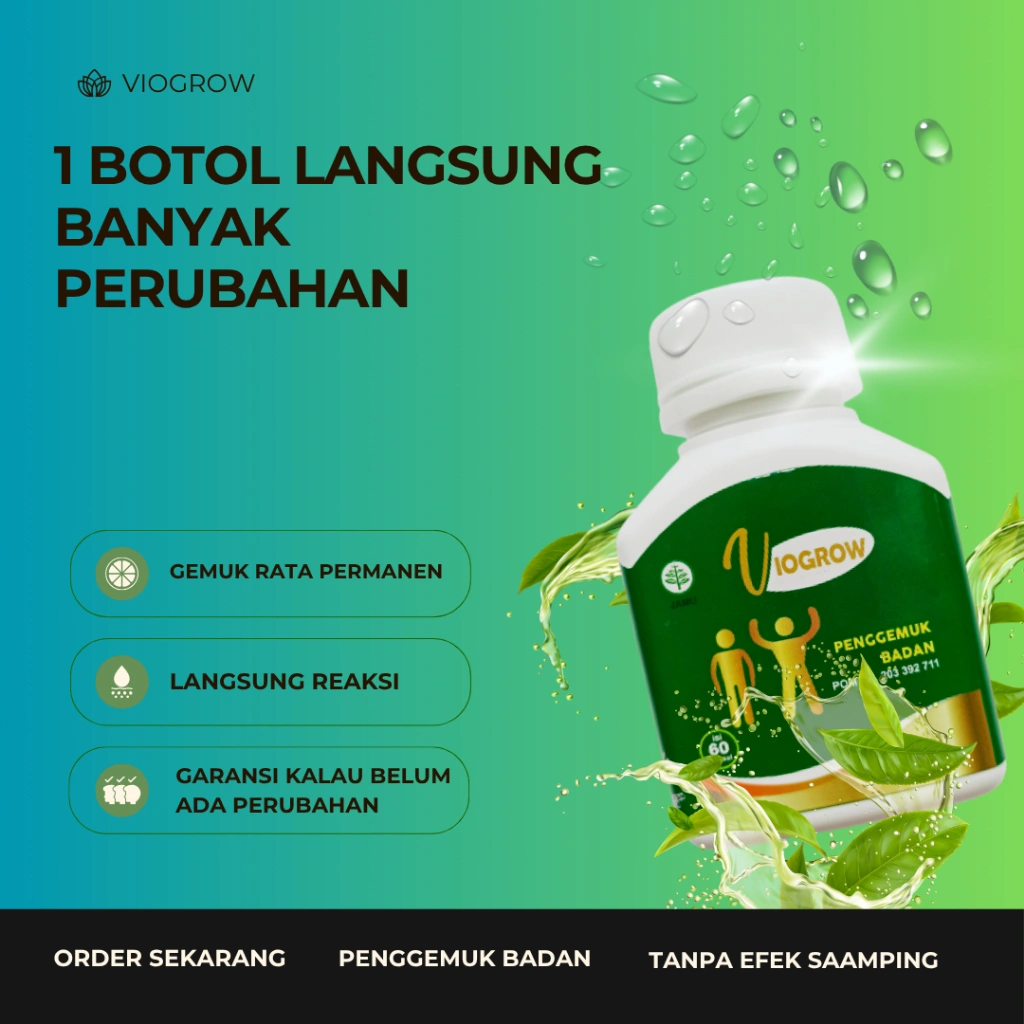 Terlaris Viogrow Obat gemuk Permanen Penggemuk badan herbal alami serta penambah nafsu makan Berat badan bikin cepat gemuk Penambah nafsu makan anak dan dewasa pria dan wanita ubat gemuk permanen Bpom gemuk farmasi Multivitamin Herbal Suplemen