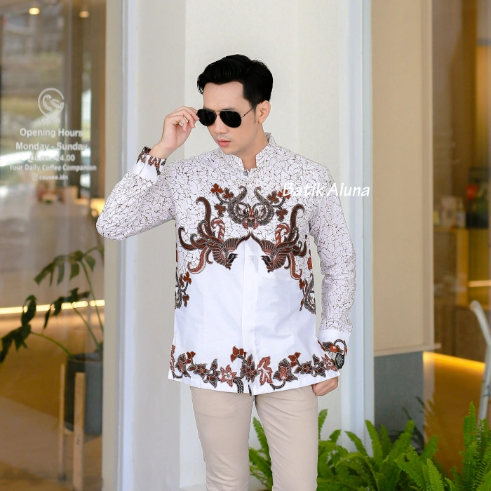 Baju Koko Muslim Batik Pria Dewasa Lengan Panjang Premium Full Furing Produksi Batik Aluna