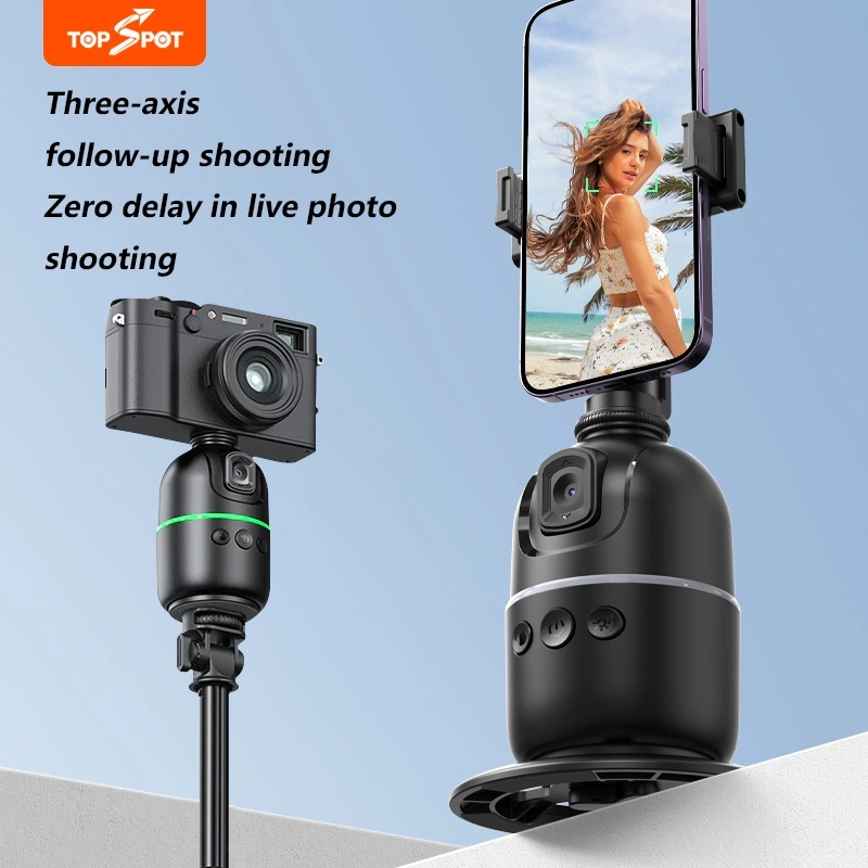 Topspot Gimbal Stabilizer P03 Bluetooth-FaceTracking & Bidikan MengikutiWajah + Tripod 360'Stabilizer Kontrol Al Gerakan Cerdasuntuk TikTok/YouTube/Vlog