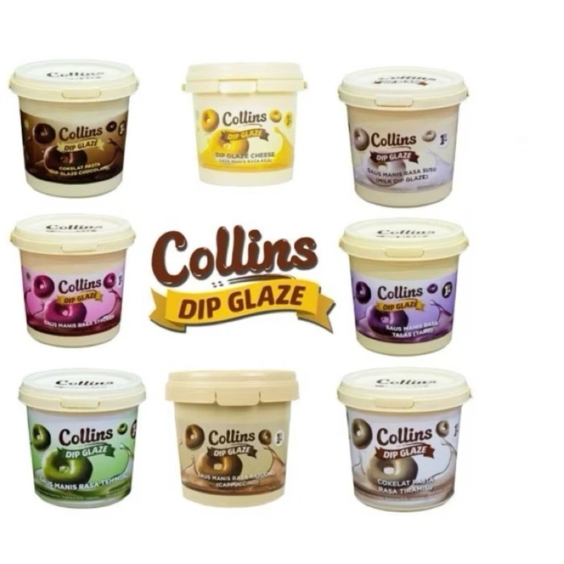 Collins Dip Glaze 1kg - Topping Dipping Glaze Aneka Rasa Chocolate susu Coklat Strawberry Tiramisu Green Tea