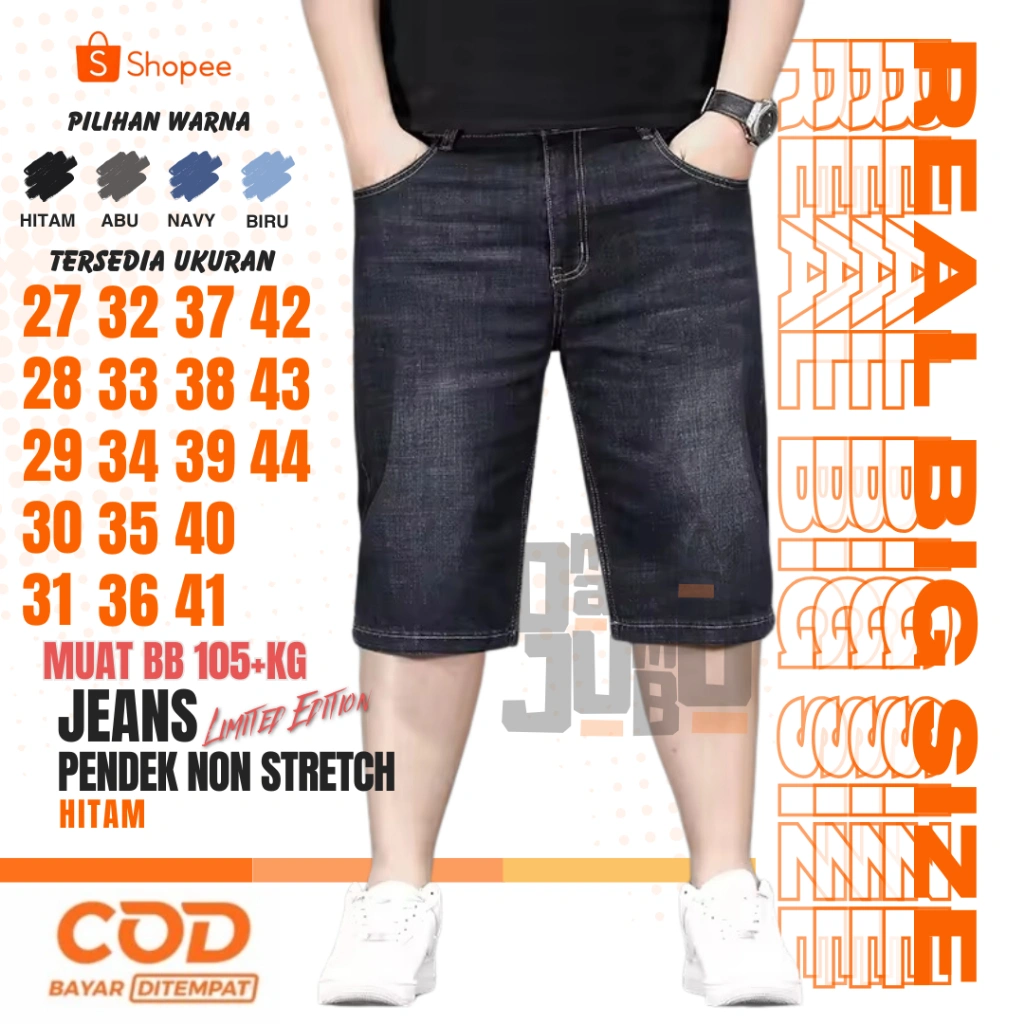 Celana Jeans Pendek Pria Standar Reguler Jumbo Big Size termurah/terlaris 39-44