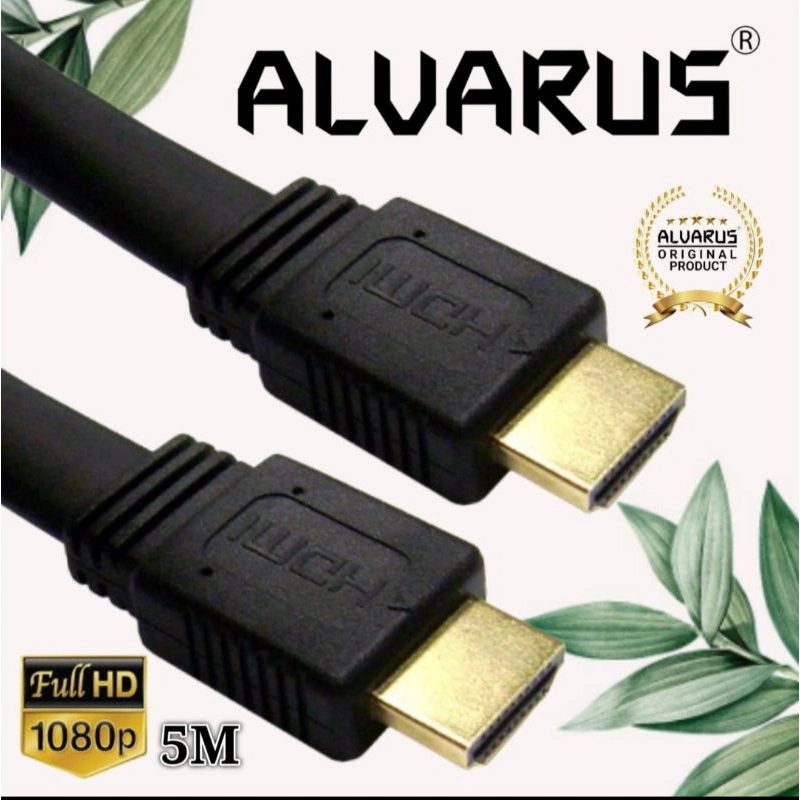 ORI Kabel HDMI 1.4 Flat Male to Male for TV Projector ALVARUS Kabel HDMI Tipe Flat High Speed FHD 1080p 3D HDR 1.5m 3m 5m