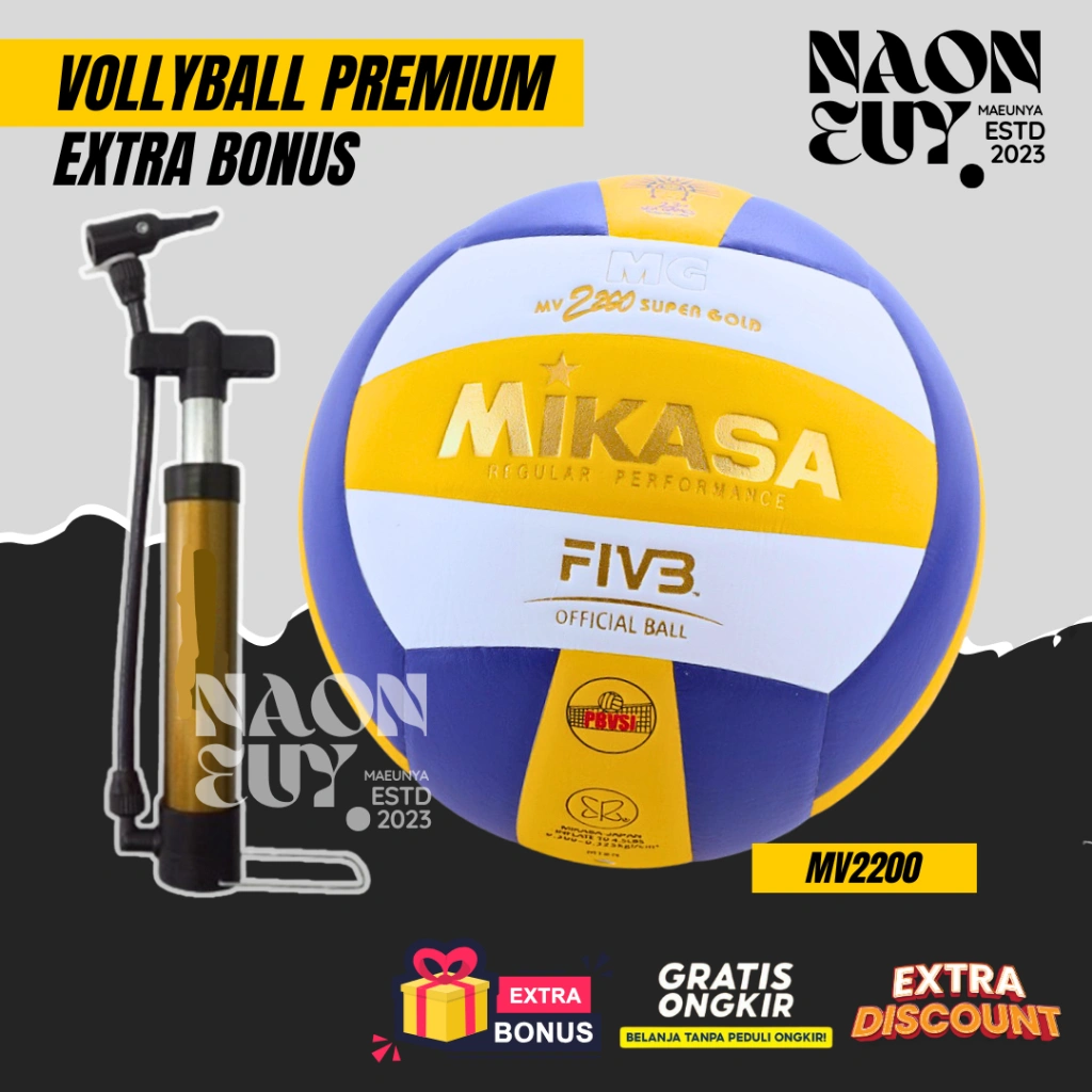 Bola Voli Volly Mikasa Supergold Berkualitas Gratis Pompa + Pentil Dan Jaring