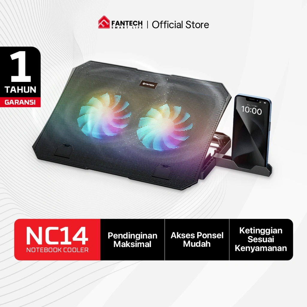 Fantech Cooling Pad RGB Notebook Cooler NC14 Kipas Pendingin Laptop Cooler