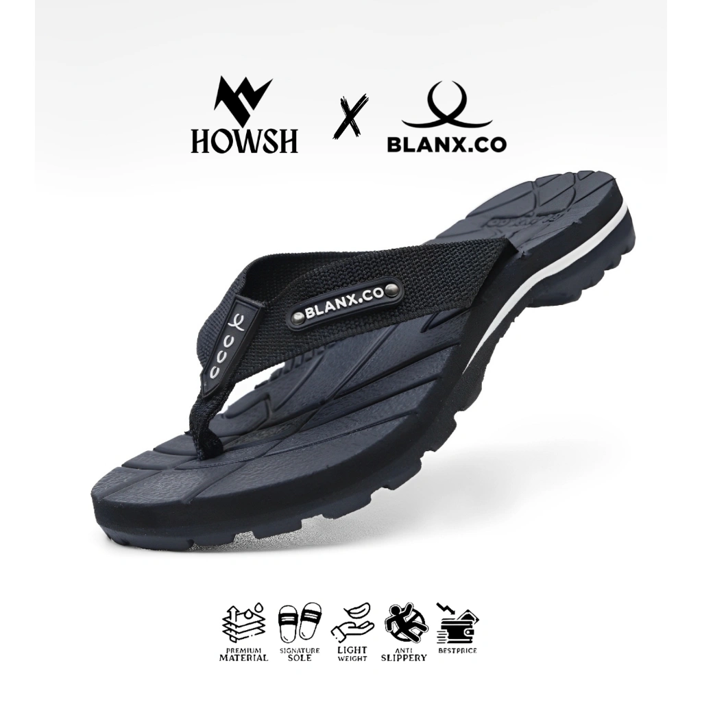 HOWSH x BLANX.CO - Sandal Gunung Pria | Sandal Pria Casual Jepit Gunung hitam Original Trendy