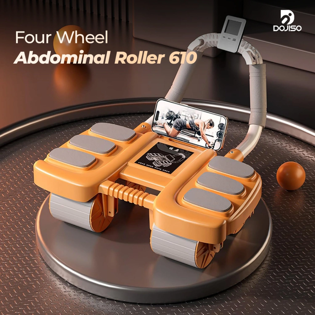 Four Wheel Abdominal Roller 610 Automatic Rebound Ab Wheel Roller 4 Alat Latihan Otot Perut Penghitung Cerdas 3in 1Home Fitness