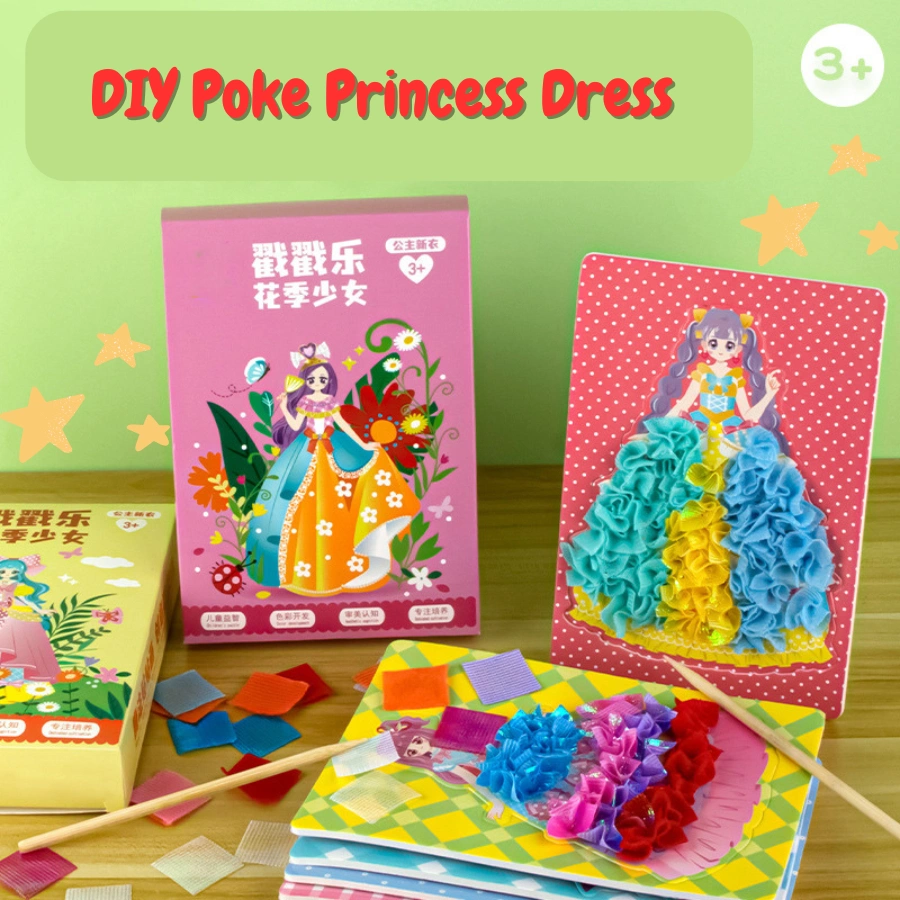 DIY poke painting art craft  merangkai memasang tanpa lem gaun baju prakarya kerajinan tangan  dress up designer baju desainer BA0011