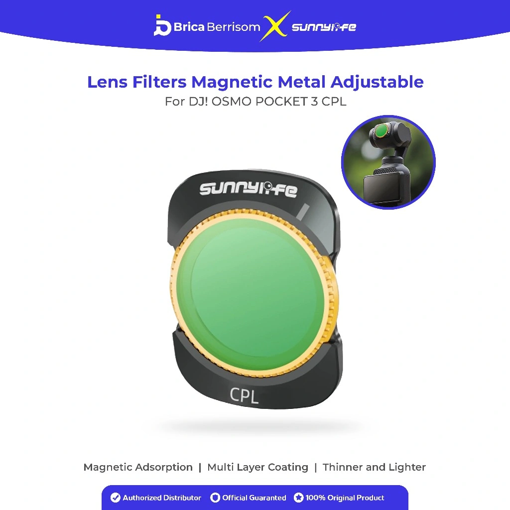 SUNNYLIFE Lens Filter Magnetic For DJI OSMO POCKET 3 Metal Adjustable CPL / ND8 / ND16 / ND32 / ND64 / ND PL / MCUV UV Filters Lensa Aksesoris Accessories Camera Kamera Aksi
