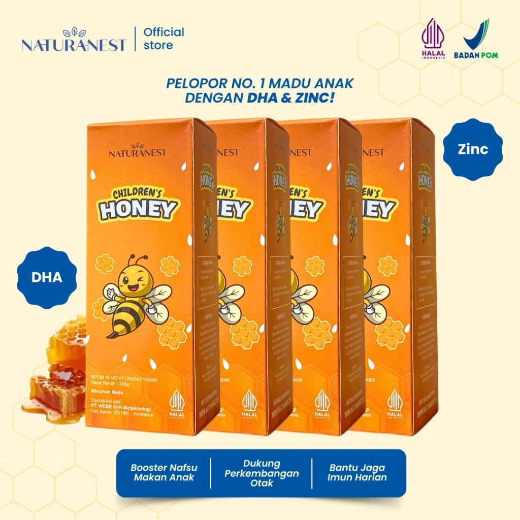 NATURANEST Childrens Honey - Madu Multivitamin Penambah Nafsu Makan Anak Paket 4 Botol