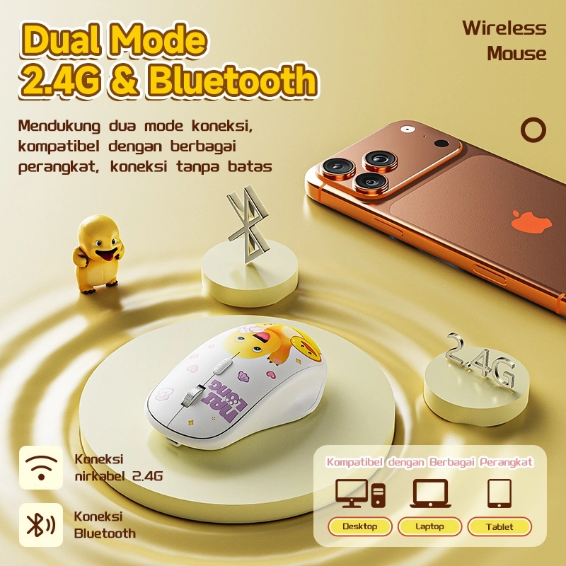 [HOT]BASIKE Mouse Wireless Bluetooth Character Gaming silent click rechargeable for Laptop computer