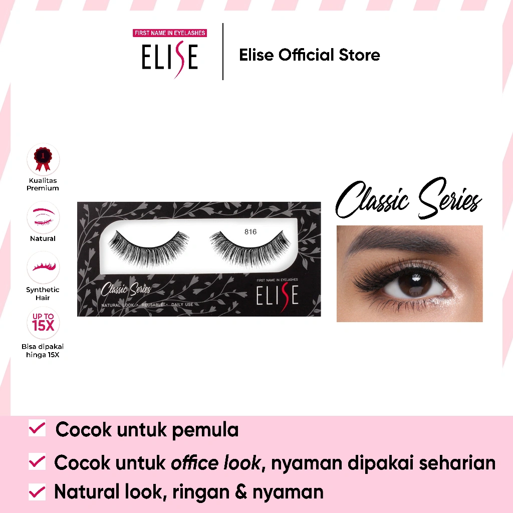 Bulu Mata Elise - Classic 816 - Bulu Mata Natural/Daily Look/Cocok untuk Pemula