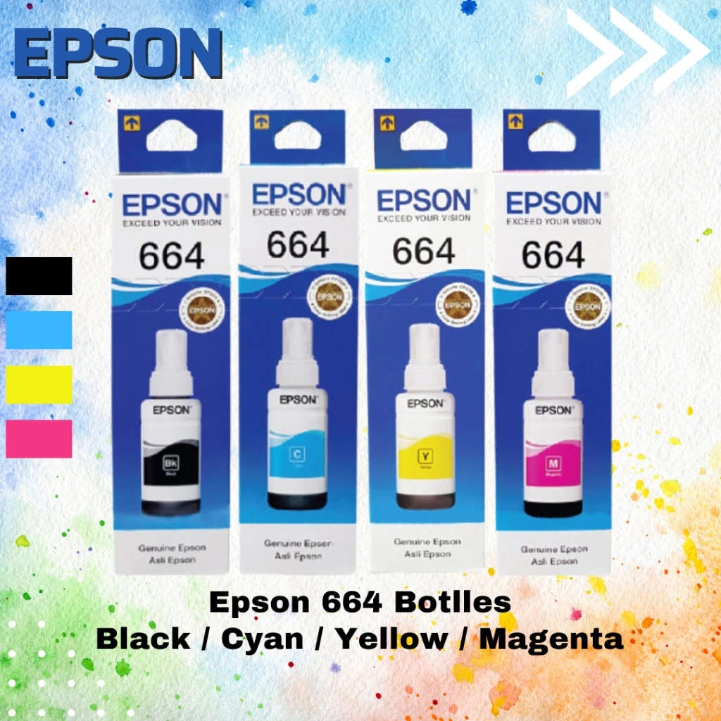 1 Set Tinta Printer Epson 664 Ink 100% Original L121 L100 L110 L120 L200 L210