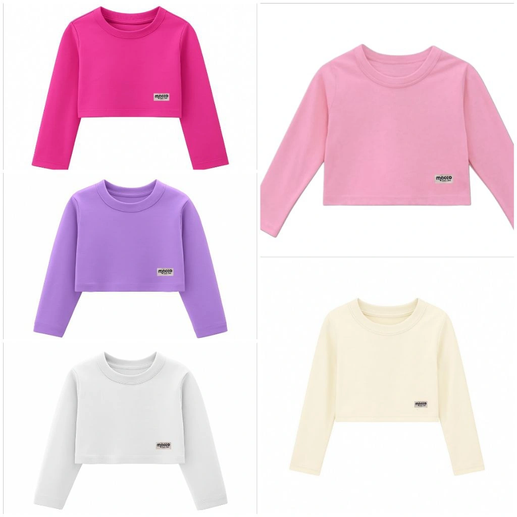 kaos crop top polos lengan panjang /kaos anak cewek/ kaos anak keren /kaos usia 6bln-16th