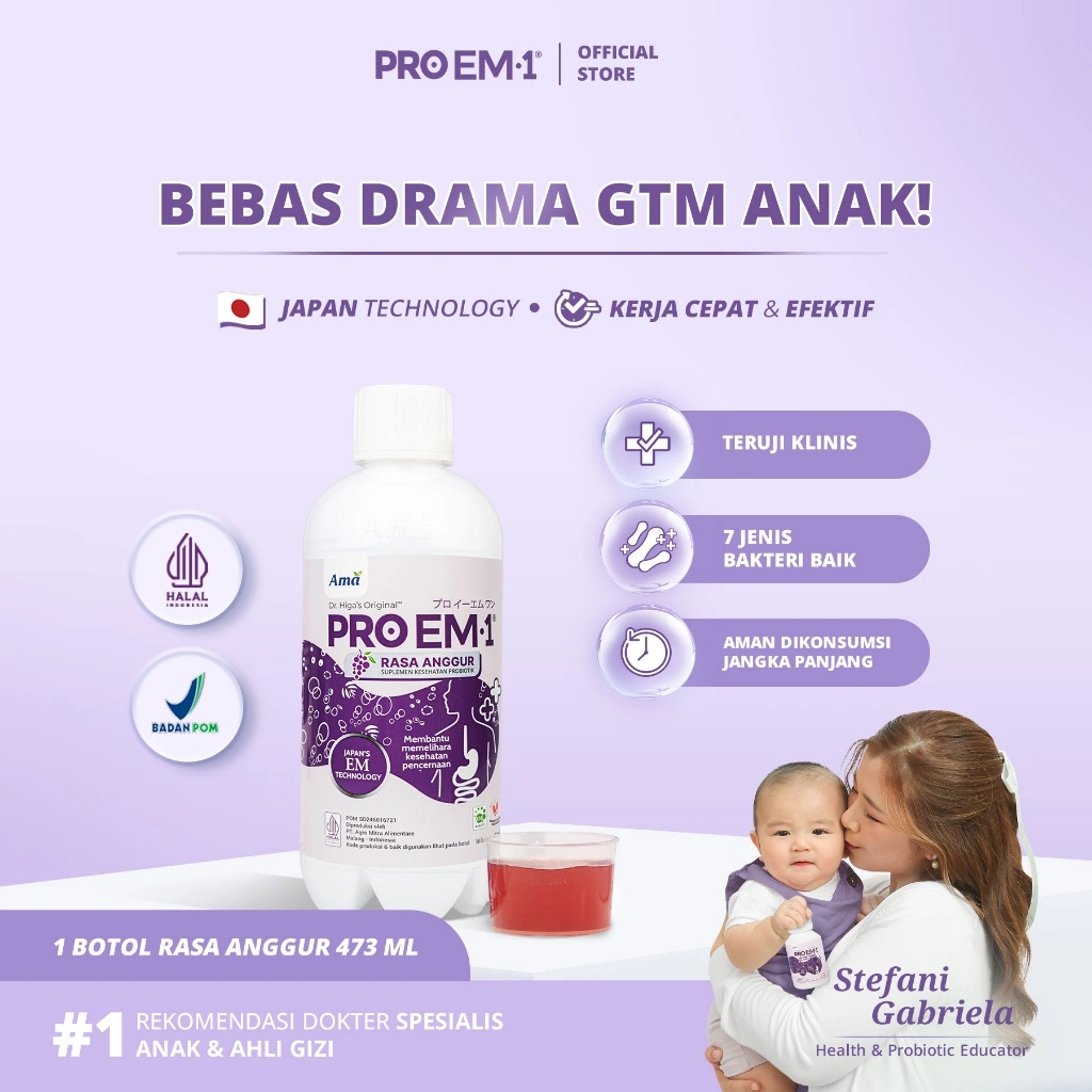[Special Live Promo] PRO EM1 Rasa Anggur 473ml | Suplemen Probiotik | Anak Dewasa Lansia | Imun | Maag | Gerd | GTM