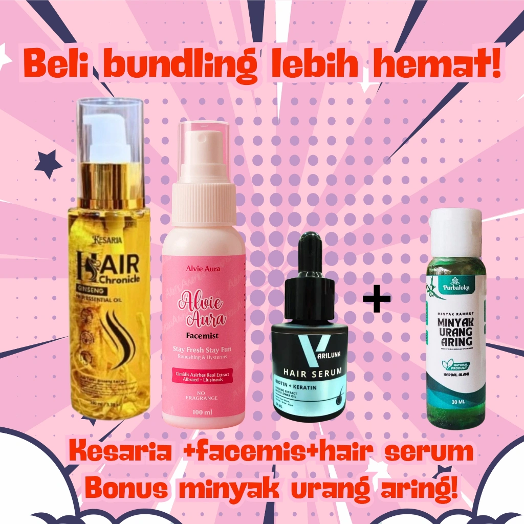 Paket Kesaria HaiR Tonic Ginseng Variluna Hair Serum Facemist ALvieAura 100ml