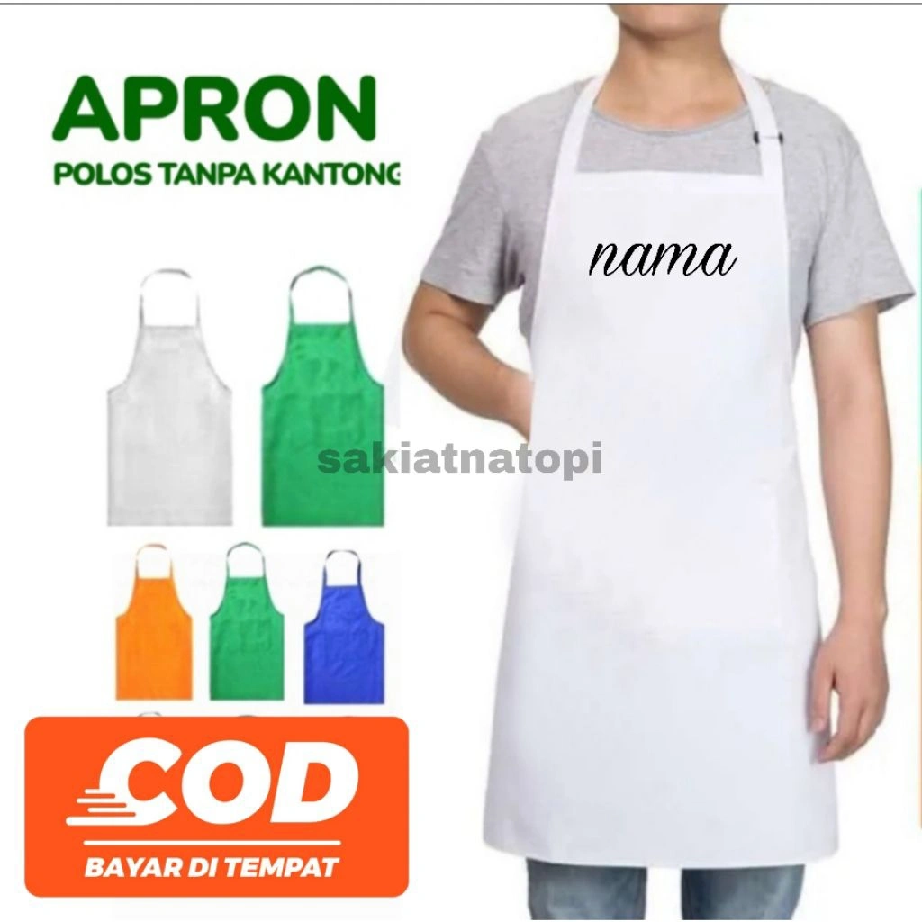 APRON PRIA WANITA FREE BORDIR NAMA CELEMEK MASAK