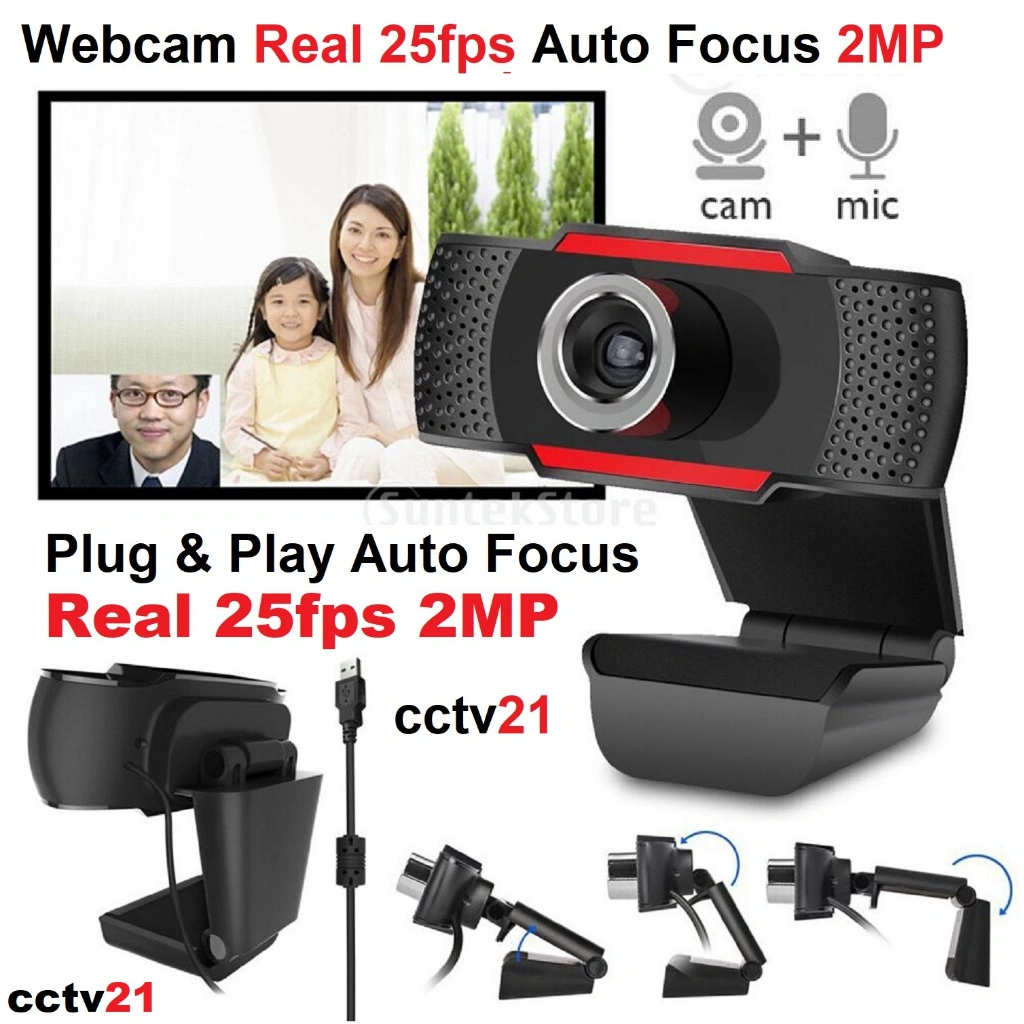 WEBCAM Plug & Play 25Fps For Streaming 1080p 2MP Auto focus Include Microfon HARGA PROMO