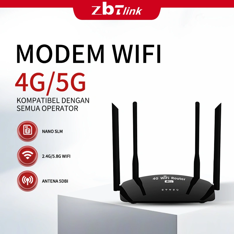 ZBTLink Router Nirkabel Ethernet Dual-Band WiFi 5 dengan Modem LTE, cocok untuk lingkungan kantor dan rumah