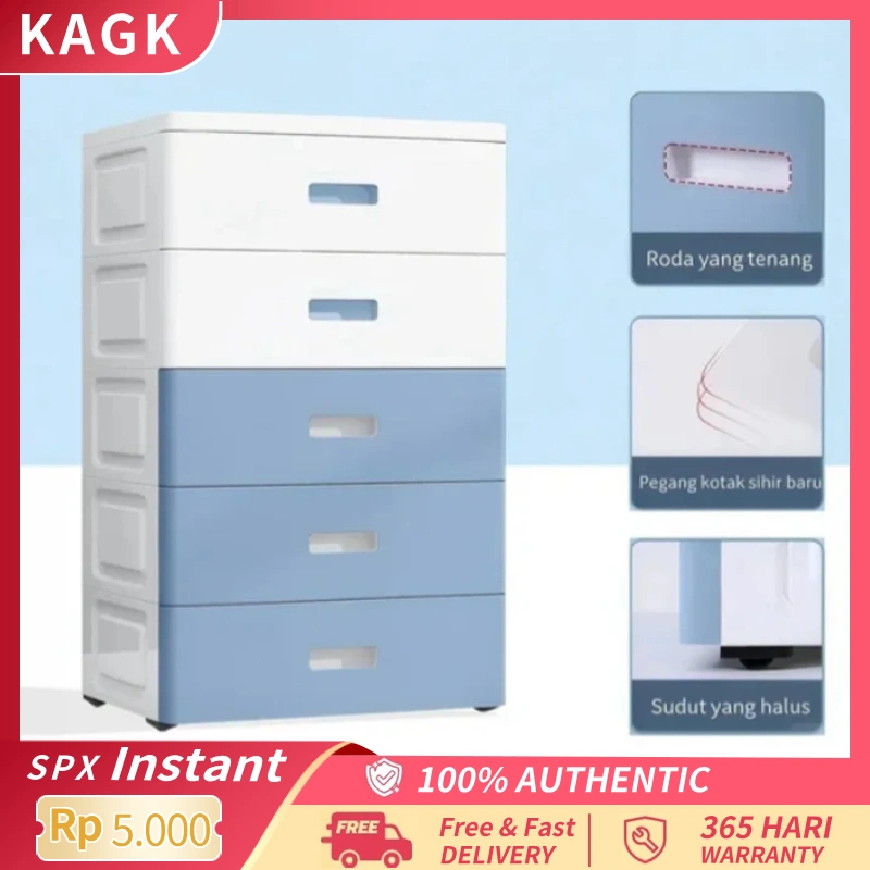 KAGK Lemari Pakaian Anak 4-5 Tingkat - Tempat Penyimpanan Serbaguna (Baju, Mainan & Snack)
