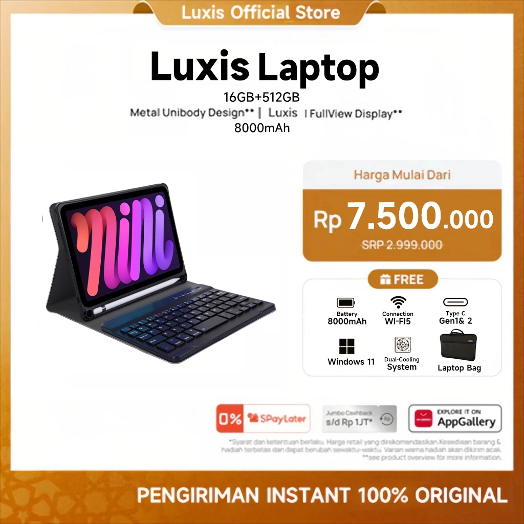 [Free Laptop Bag] Luxis Laptop Intel processors N5095| 16GB+512GB | Desain Eksklusif Batik Megamendung | 15.6" IPS Full HD Plus WUXGA 1920x1080 Display 16:10 | 1.55 KG Weigth | Windows 11 | Garansi Resmi 1 Tahun