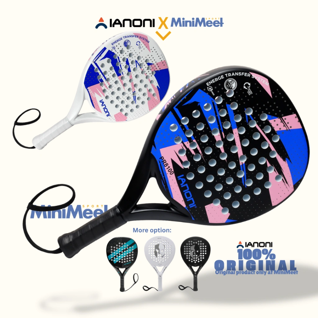 Raket Padel IANONI PR8100 Full Carbon Teardrop Original Padel Racket Beginner Intermediate