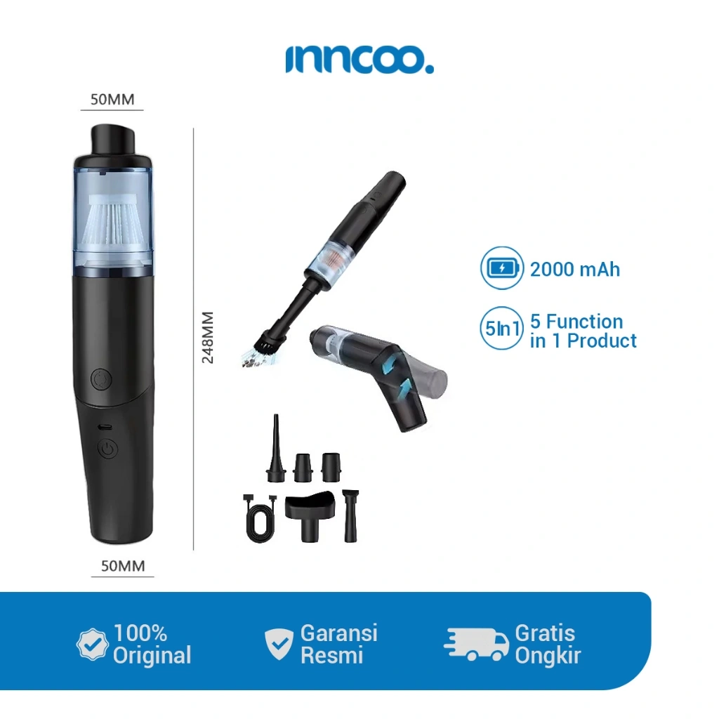 INNCOO Mini Vacuum Cleaner Multifunction Flexible 5 In 1 Power Handling Penyedot Debu Portable