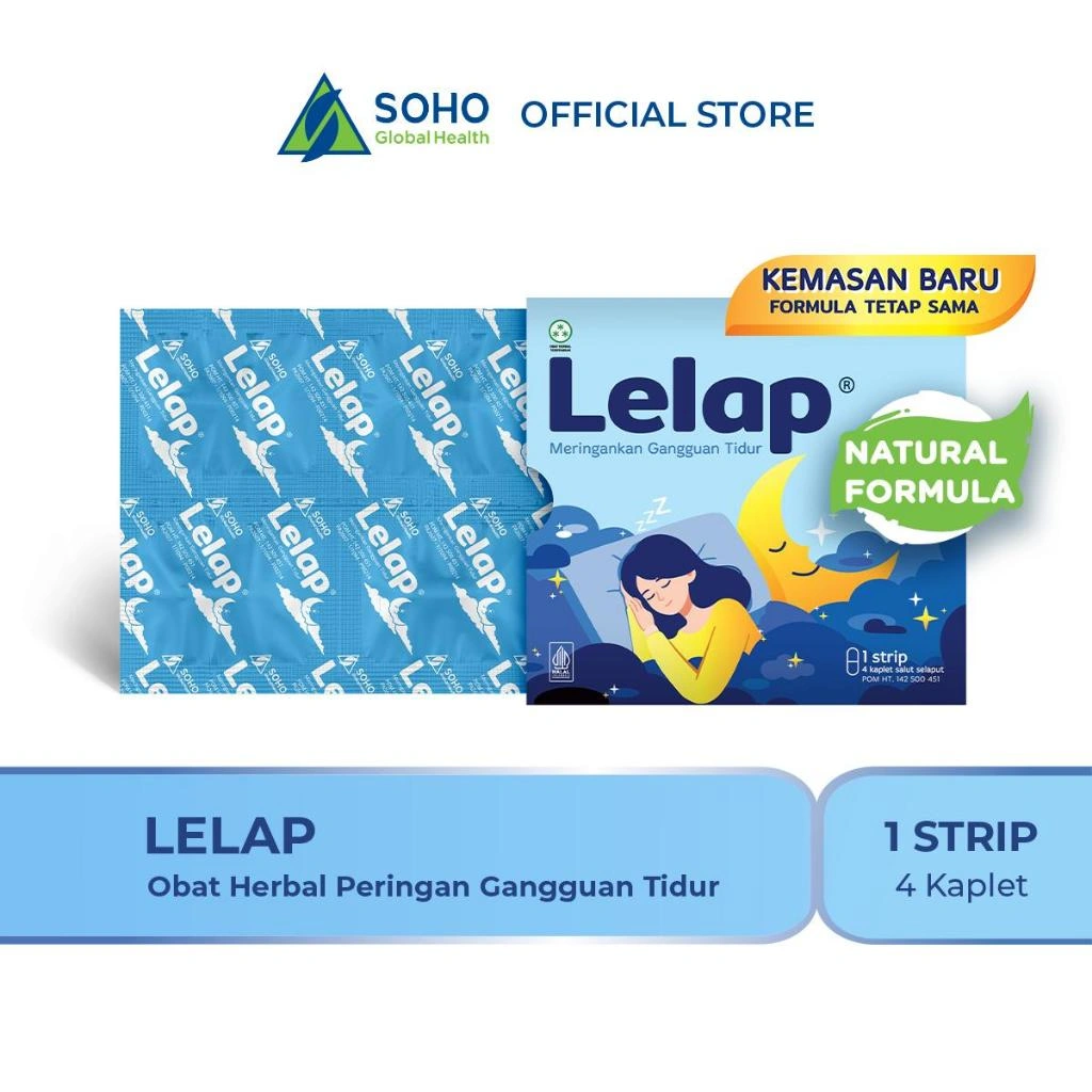 Lelap Natural Formula Bantu Ringankan Gangguan Tidur 1 Strip @4 Tablet - Not Melatonin