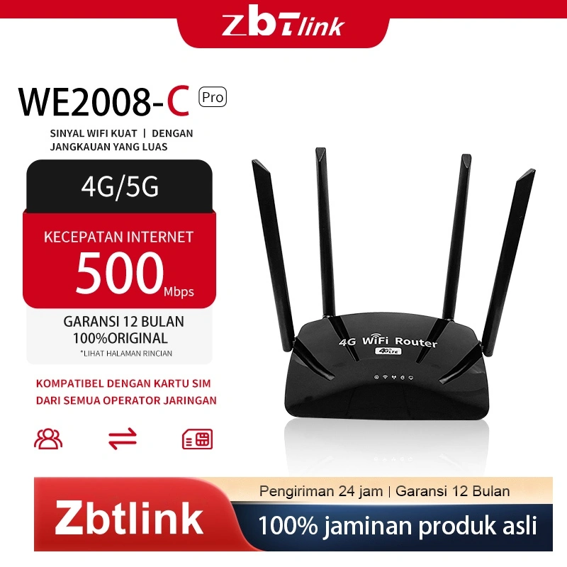 ZBT 500Mbps Modem WiFi 4G All Operator LTE Sim Card Slot 2.4GHz Home Router