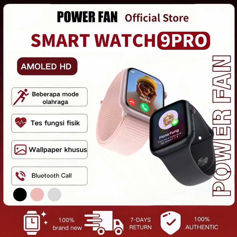 [Terkini] POWER FAN Smartwatch Seri9 Pro Max  2,2 inci AMOLED HD Smartwatch wanita Waterproof Bluetooth Call Wallpaper khusus Beberapa mode olahraga Posisi GPS Smartwatch Pria  Jam Tangan Smartwatch