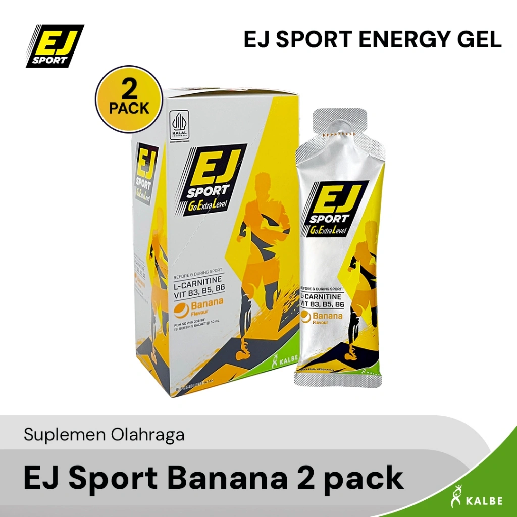NEW! EJ SPORT GEL Banana Sachet - 2 Pack Suplemen Olahraga