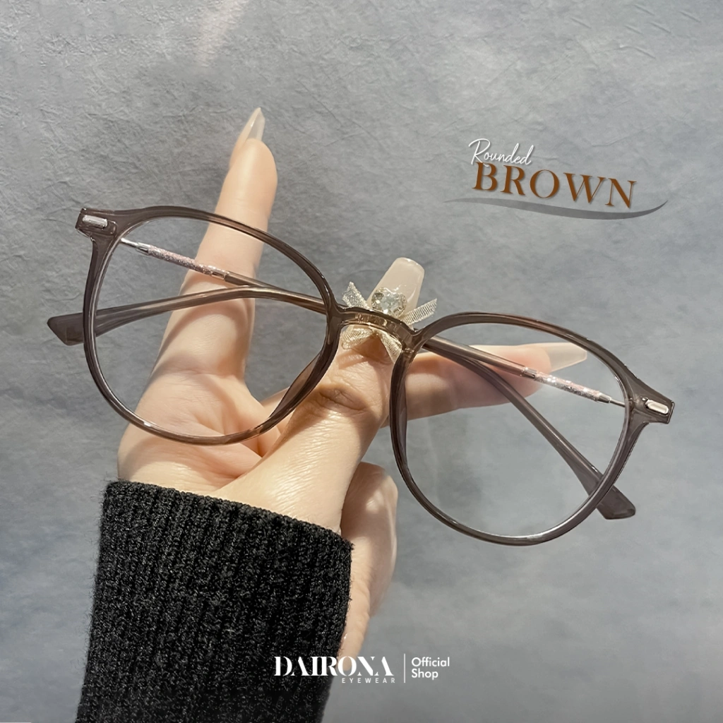 Dairona Eyewear Kacamata Photocromic Anti Blueray Lensa Minus Bluecromic Anti Radiasi Pria Wanita TR-90 Kacamata Fashion Bentuk Bulat TR9100