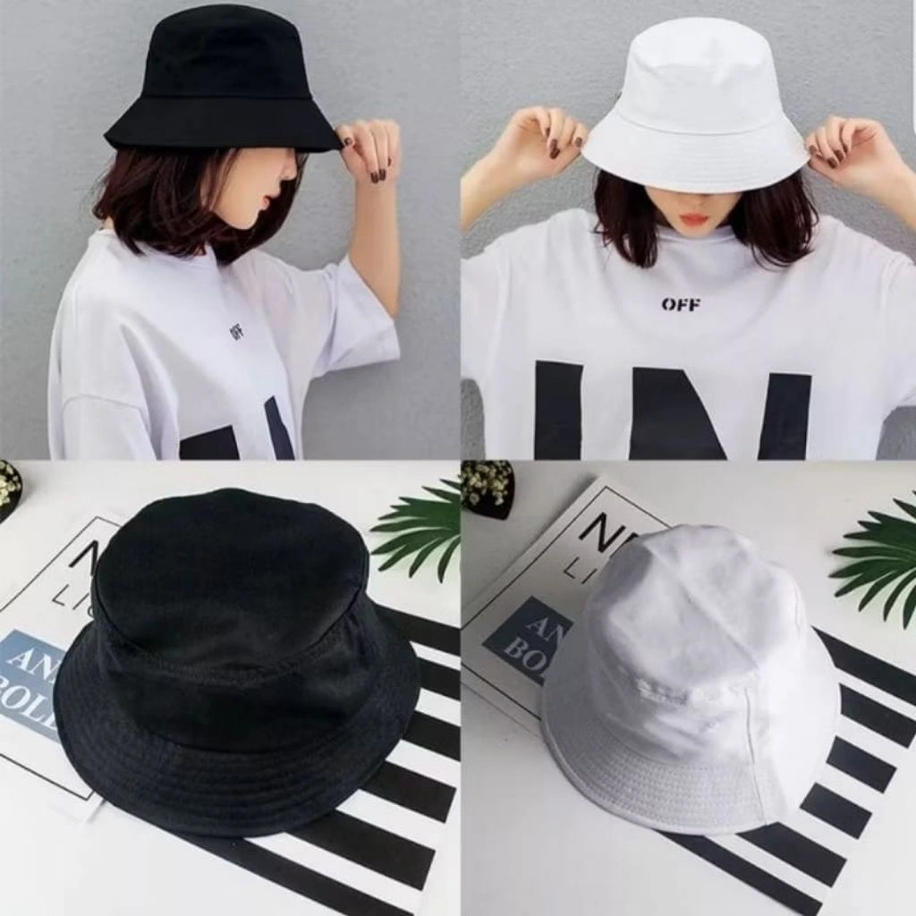Aksesoris Pria Wanita Dewasa Topi Bucket Hats unisex Polos Trendy Terbaru ootd fashion jalan santai Untuk laki perempuan Dewasa