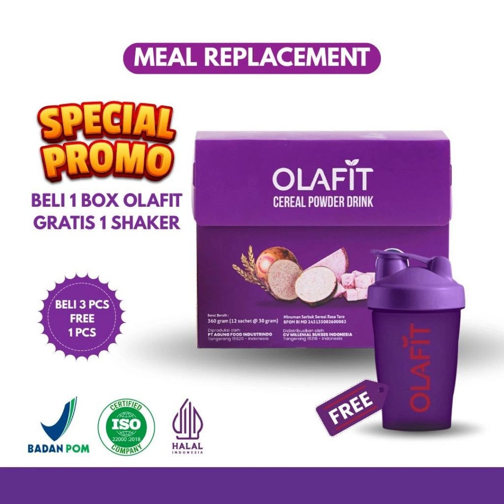OLAFIT Meal Replacement Multigrain Cereal Powder Drink Rasa Taro 1 Box Isi 12 Pcs Sereal Sehat GOFIT