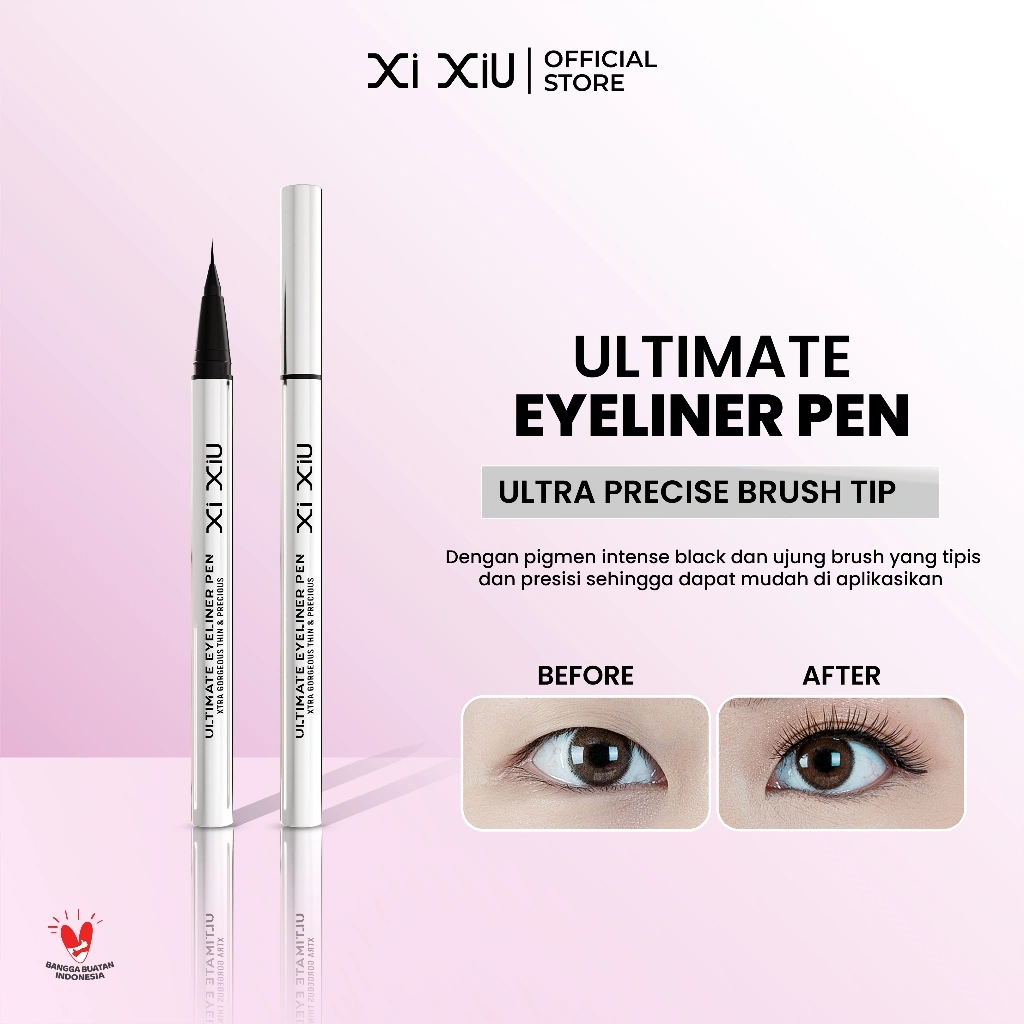 Xi XiU Ultimate Eyeliner Pen Xtra Gorgeous Thin & Precise Felt Tip | Waterproof Smudgeproof Intense Black Anti Luntur Tahan Lama